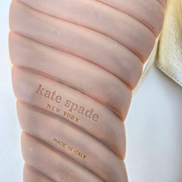 Kate Spade Made in Italy Gold Love Knot Slide Sandals Sz 6B Excellent Condition - Picture 6 of 7